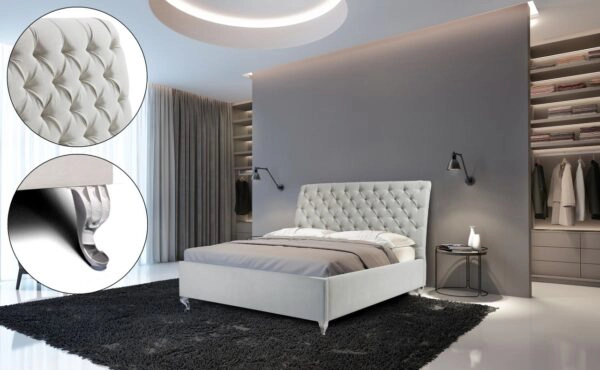 łóżko tapicerowane w stylu angielskim Bolonia Glamoru Italcomfort New Hever